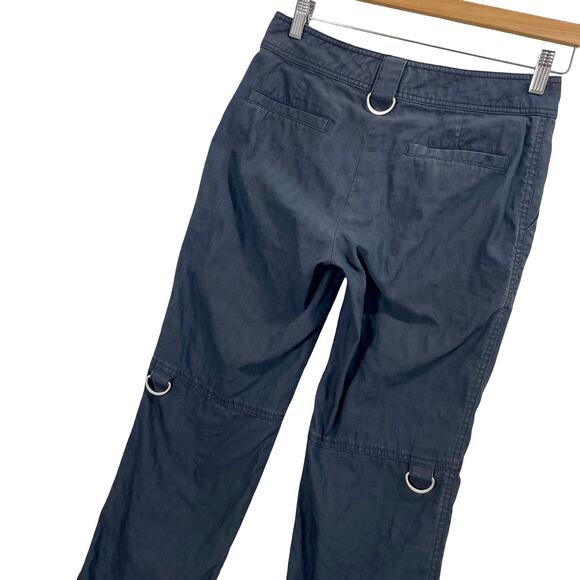 Vintage Y2K 00s Banana Republic Black D-Ring Cropped Trouser Size 2 Relaxed Fit - Picture 6 of 12